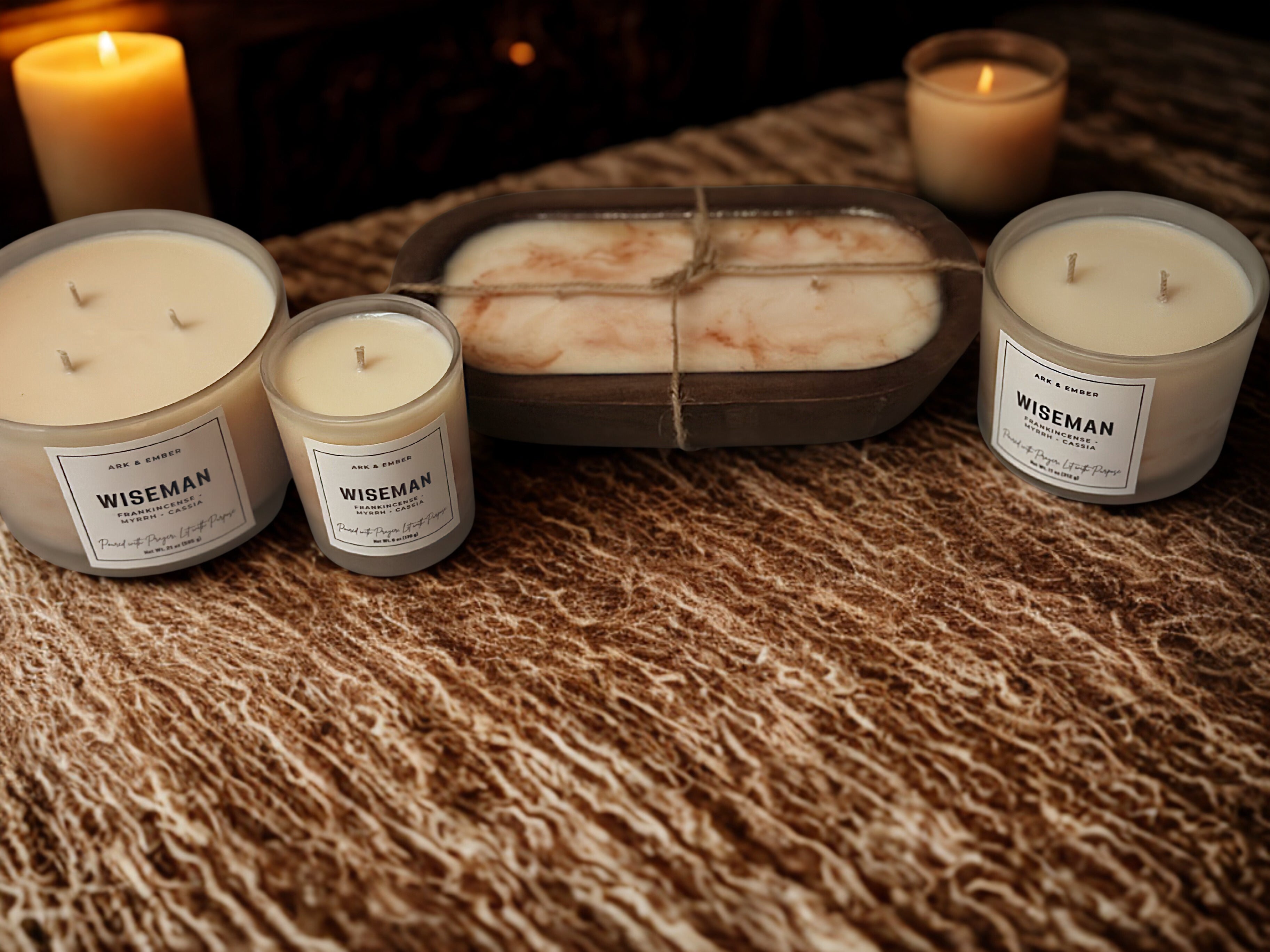 Wiseman 3-Wick Wood Candle