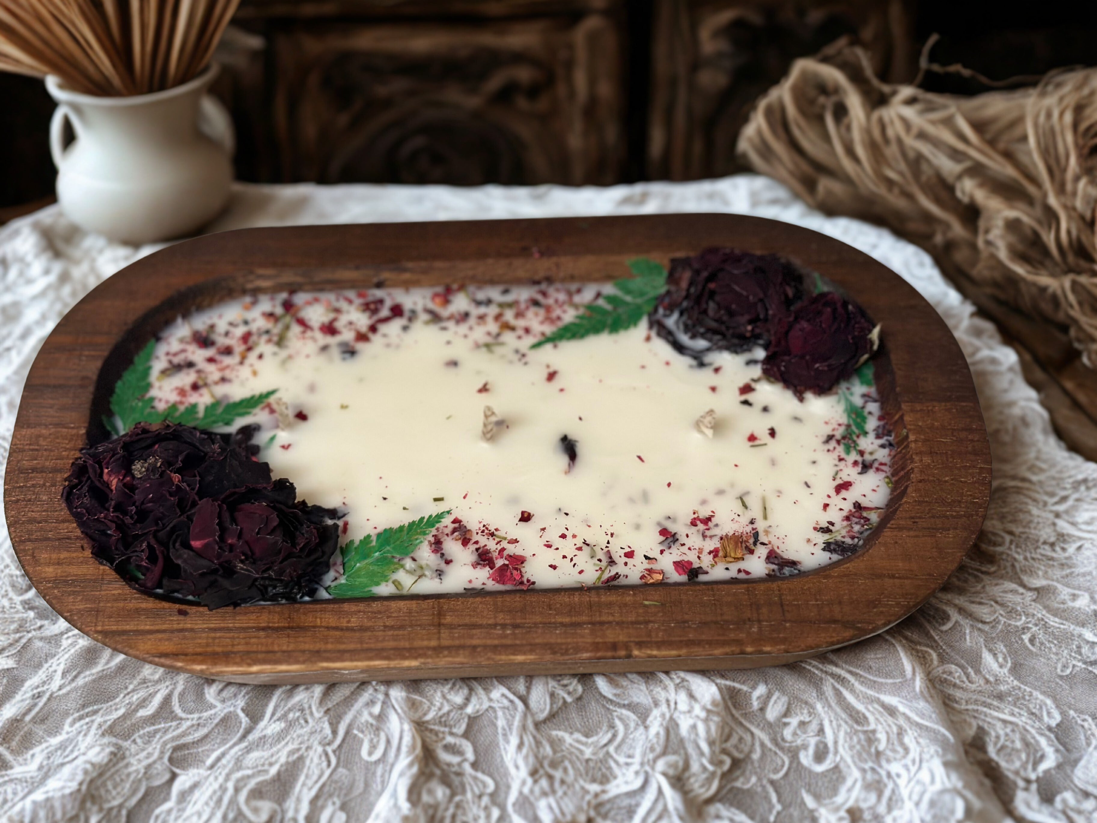 Rosewood Wooden Dough Bowl| Luxury Candle Decor